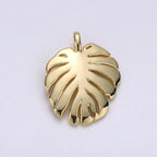 14k Gold Filled Monstera Charm Tropical Foliage Pendant Monstera Pendant Palm Leaf Pendant for Necklace Bracelet Component Supply D-682