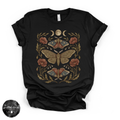 Harvest Moon Moth Tee | Celestial Botanical Moth Graphic T-Shirt