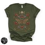 Harvest Moon Moth Tee | Celestial Botanical Moth Graphic T-Shirt