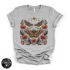 Poppy Moon Moth Tee | Celestial Floral Moth Graphic T-Shirt