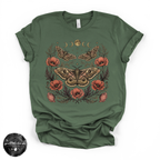 Poppy Moon Moth Tee | Celestial Floral Moth Graphic T-Shirt
