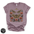 Poppy Moon Moth Tee | Celestial Floral Moth Graphic T-Shirt