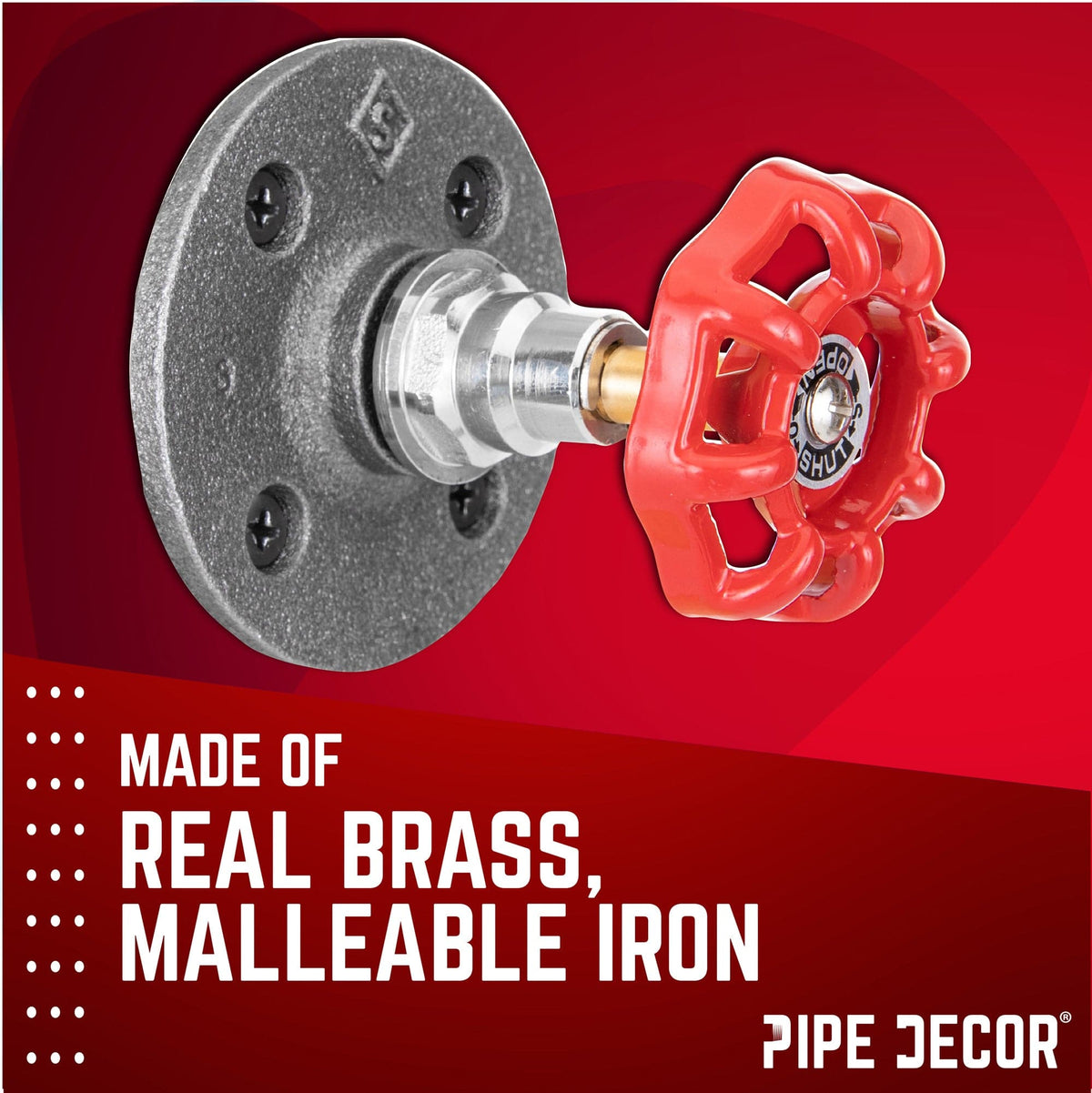 Red Industrial Spigot Wall Hook with Flange (2-Pack)