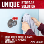 Red Industrial Curved Spigot Wall Hook with Flange (2-Pack)