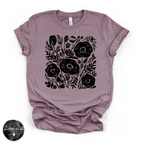 Black Flowers Tee | Dark Floral Graphic T-Shirt