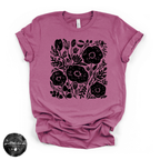 Black Flowers Tee | Dark Floral Graphic T-Shirt