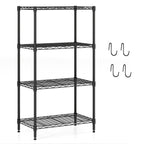 4-Tier Metal Storage Shelving Unit Set of 2 with V-Shaped Wire Rack-Black