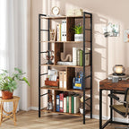 5-tier Bookcase 61 Inch Tall Industrial Bookshelf with Metal Frame