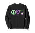 Monstera Deliciosa Plant Peace Love Sweatshirt - Trendy Graphic for Adults