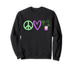 Monstera Deliciosa Plant Peace Love Sweatshirt - Trendy Graphic for Adults
