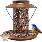 Outdoor solar powered lamp metal hanging bird feeder feeding and watering dual-purpose bird feeder decorative lamp