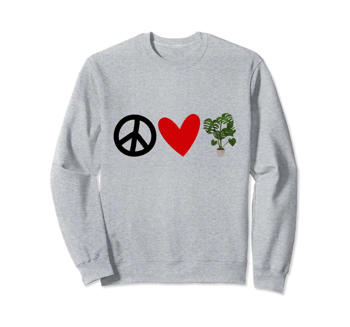 Monstera Deliciosa Plant Peace Sweatshirt - Minimalist Print Men Women