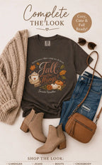 Fall the Things Womens Cozy Fall Coffee Pumpkin Tee Espresso Dyed Vintage Graphic Autumn Apparel