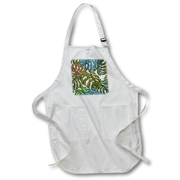 Apron - Charming floral pattern of tropical monstera plant leaves on white Alexis Design - Pattern Floral Tropical