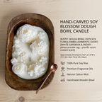 Dough Bowl Candle | Carved Wood Bowl | Floral Candle