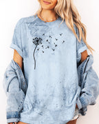 Dandelion Botanical wildflowers Garment Dyed T Shirt