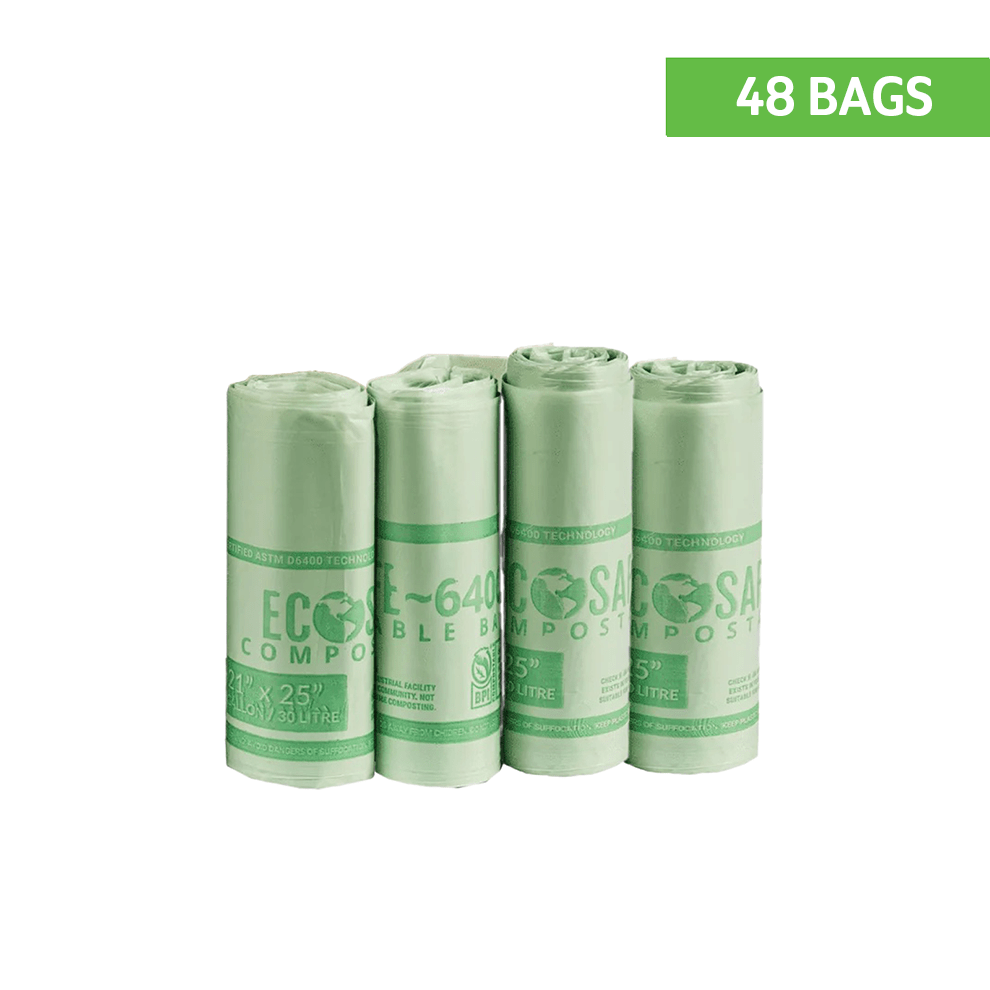 EcoSafe Zero Waste Compostable Bag Liners 8 Gallon 21x25in, SKU HB2125-6