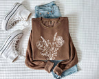 Botanical Floral Bouquet Garment Dyed Comfort Colors Sweatshirt