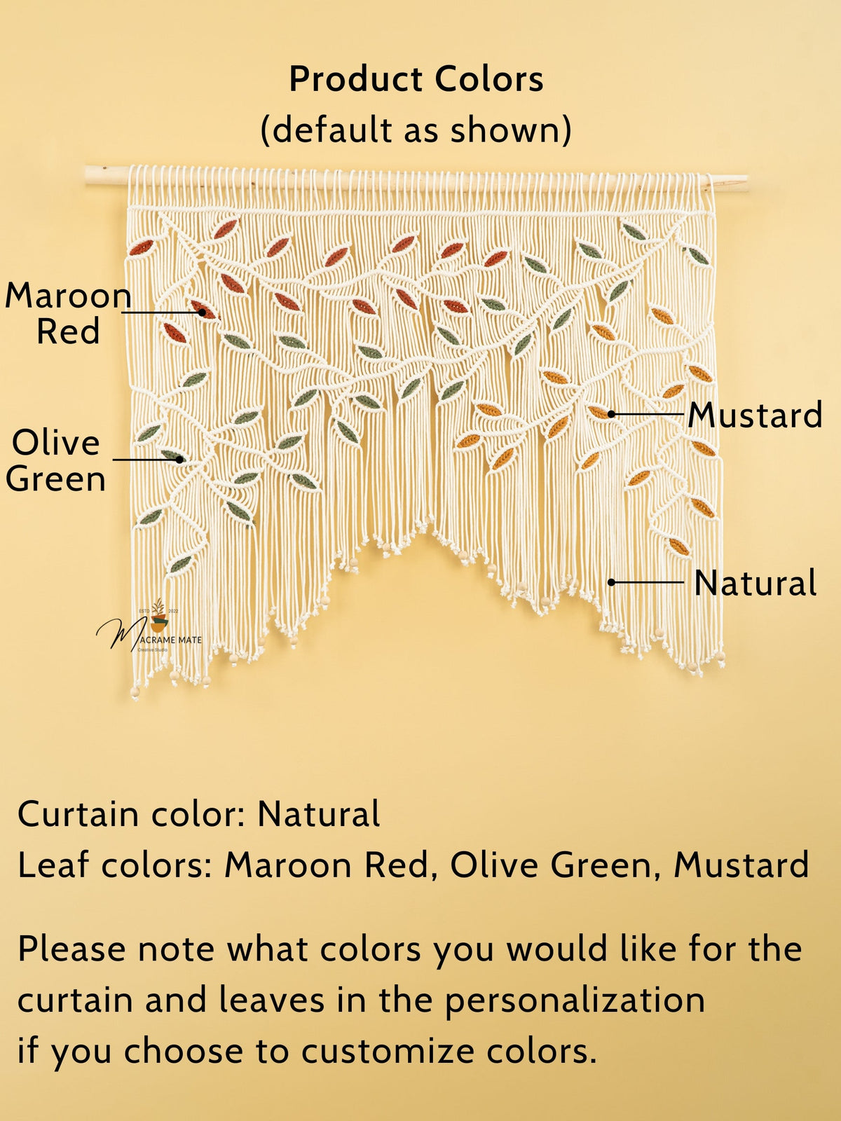 Ethereal Macrame Leaf Curtain Wall Hanging
