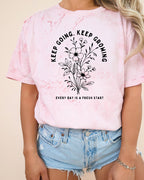 Keep growing Inspirational Christian Botanical Plant Nature Garment Dyed T Shirt