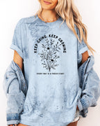 Keep growing Inspirational Christian Botanical Plant Nature Garment Dyed T Shirt