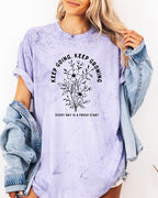 Keep growing Inspirational Christian Botanical Plant Nature Garment Dyed T Shirt