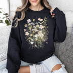 Pressed Flower Bouquet Botanical Artwork Floral Print Vintage Inspired Nature Illustration Sweatshirt