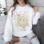 Pressed Flower Bouquet Botanical Artwork Floral Print Vintage Inspired Nature Illustration Sweatshirt