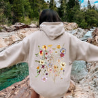 Clover Meadow Pressed Flower Modern Botanical Artwork With Delicate Petal Motif Hoodie
