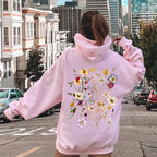 Clover Meadow Pressed Flower Modern Botanical Artwork With Delicate Petal Motif Hoodie