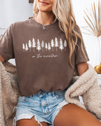 On the mountain Tree Botanical Plant Nature Camping Adventure Garment Dyed T Shirt