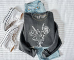 Botanical Floral Bouquet Garment Dyed Comfort Colors Sweatshirt