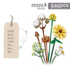 Romantic Roses, Sunflowers, and Daffodils Building Blocks – Classic Mini Bricks Garden House Model Kit for Kids