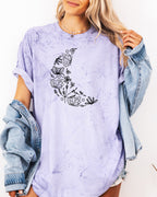 The Moon made of Flowers Nature botanical Garment Dyed T Shirt