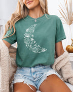 The Moon made of Flowers Nature botanical Garment Dyed T Shirt