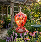 Aqua Confetti Teardrop Hand Blown Glass Humming Bird Feeder RC40B