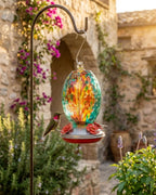 Aqua Confetti Teardrop Hand Blown Glass Humming Bird Feeder RC40B