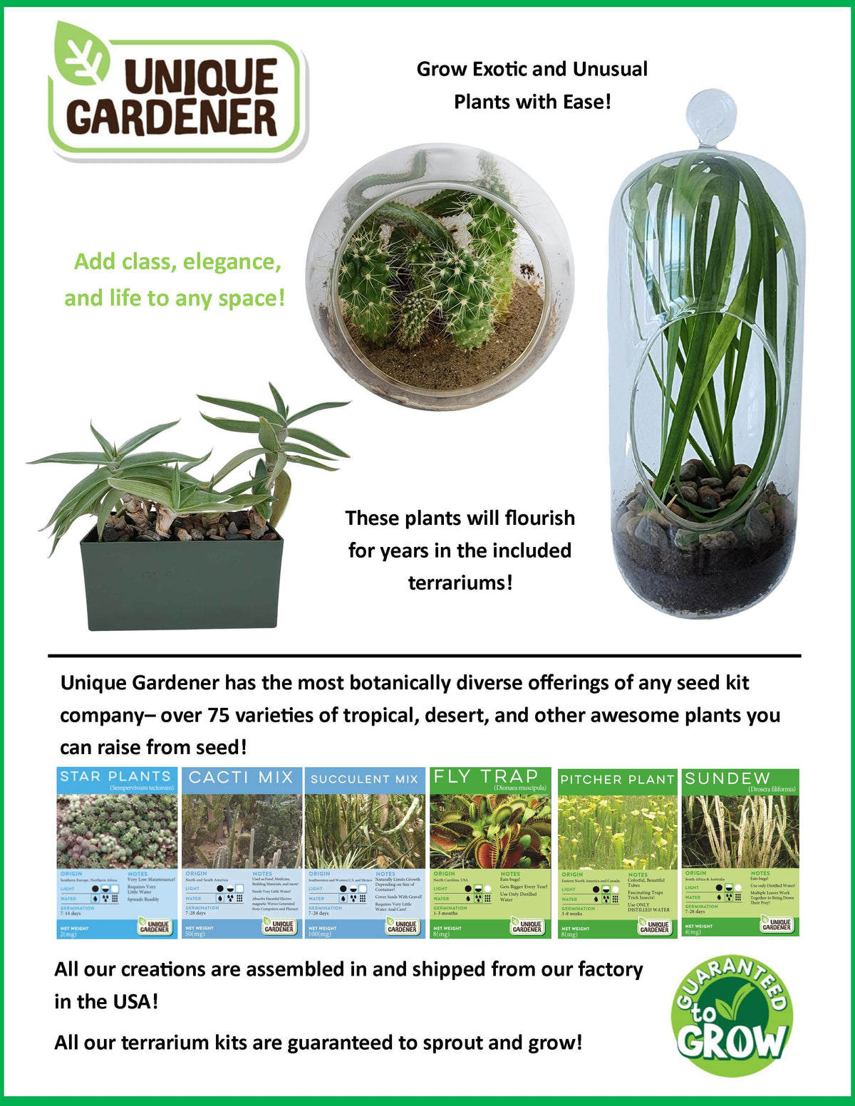 Carnivorous Growarium Meat-Eating Seed Terrarium Kit
