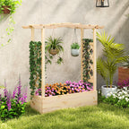 Wooden Raised Garden Bed Planter Box with Trellis and Hanging Roof