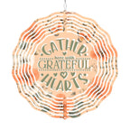 Gather Here with Grateful Hearts Orange Thanksgiving Wind Spinner Outdoor Decor