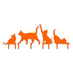Cat Set of 4 Yard or Fence Signs - Metal Cat Decor