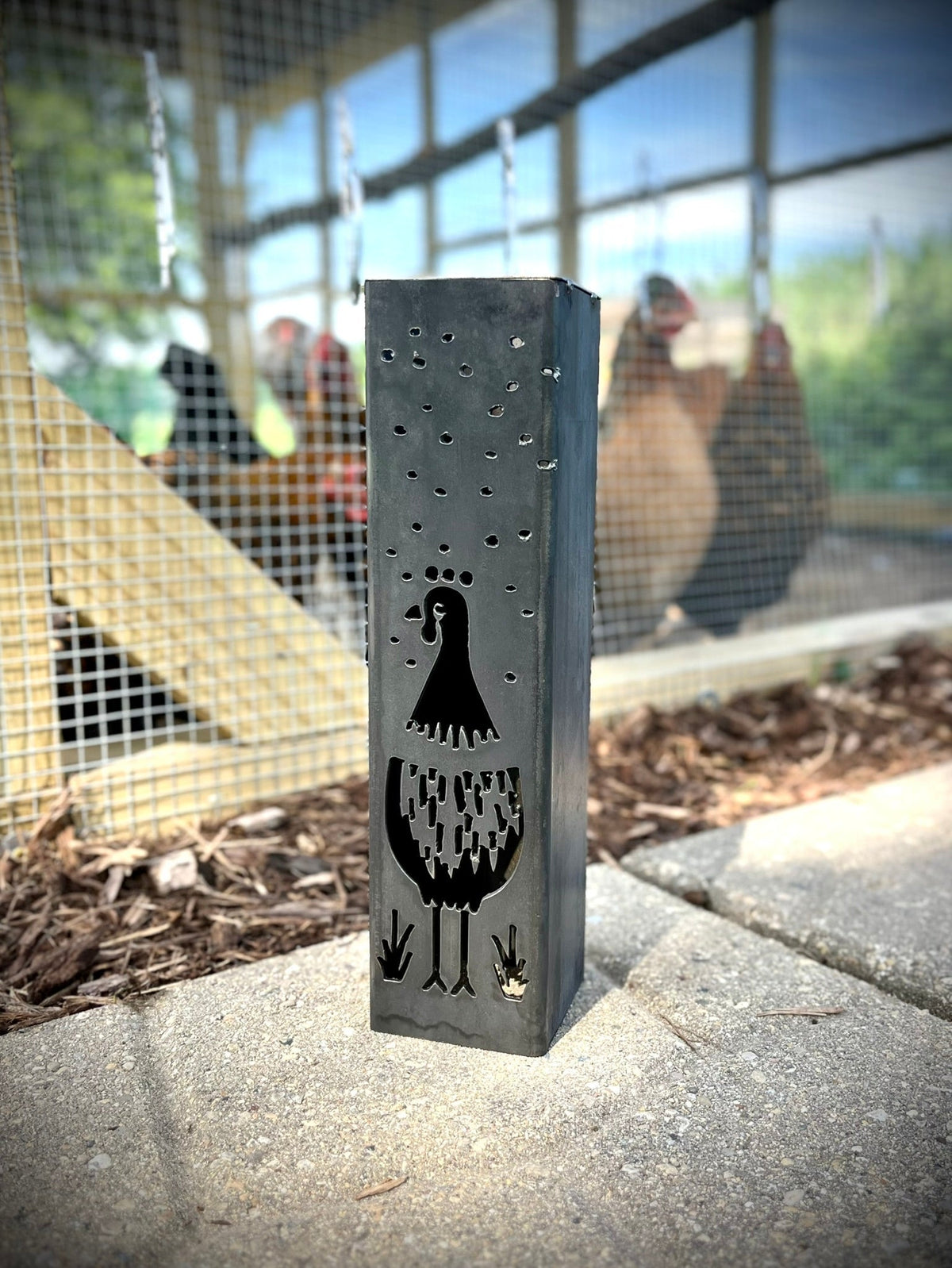 Chicken Coop Trio Luminary Pillars w/ Solar Cap