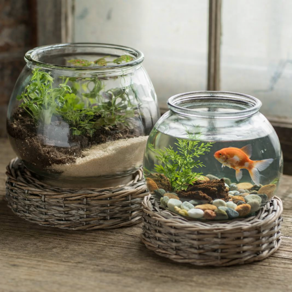 Glass and Wicker Terrarium