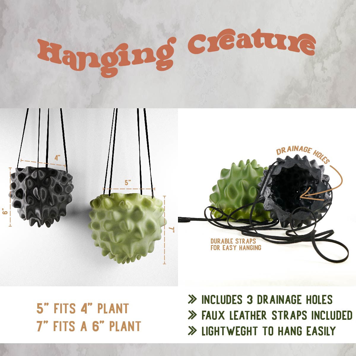 The Creature Orb Hanging Planter Pot With Drainage