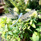 Flame Painted Steel Dragonfly Yard Stake