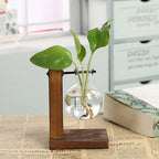Glass Planter Bulb Vase Transparent Terrarium Hydroponic Vases For Home Garden Office Wedding Decor Wooden Stand Air Planter Bulb Glass Vase Propogation Station for Hydroponics Home Garden Office Decoration