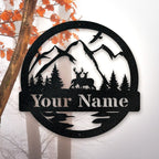 Outdoor Deer Monogram | Rustic Metal Wall Art - Durable Powder Coated Sign