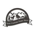 Great Outdoors- Half Moon Wild Horses Personalized Metal Sign