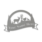 Great Outdoors Halfmoon Deer and Turkey Personalized Metal Sign
