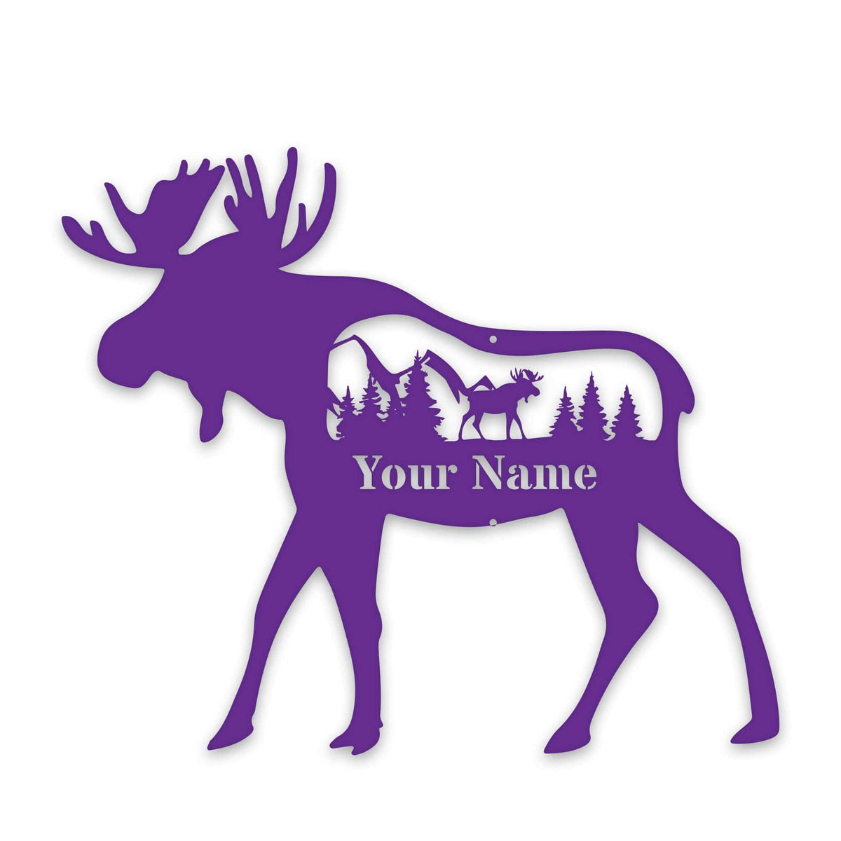 Great Outdoors Moose with Scenery Personalized Metal Sign